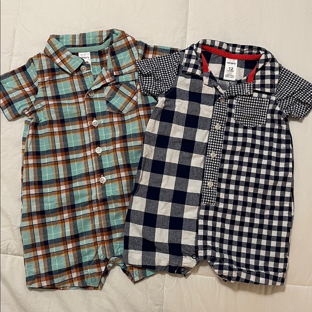 Carter's Cotton Plaid and Checkered Cotton Rompers